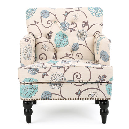 Vitality - Club Chair With Button Tufted Diamond Stitching And Turned Legs