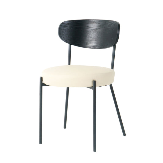 Modern Bentwood Dining Chair, Metal Legs, Ash Veneer Back, (Set of 2) - Cream