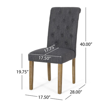 Contemporary Dining Chair (Set of 2) With Button Tufted Design - Charcoal