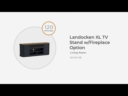Landocken - XL TV Stand W/Fireplace Option - Brown / Blue
